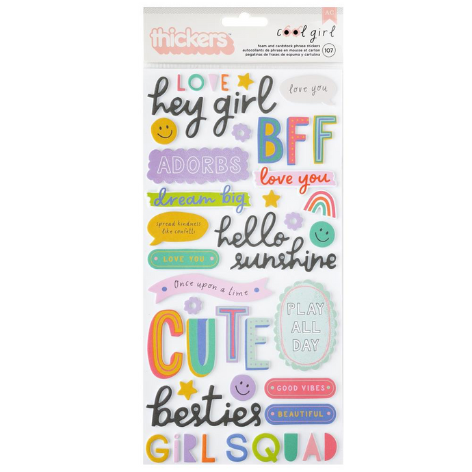 Pebbles Cool Girl Thicker Phrase Stickers